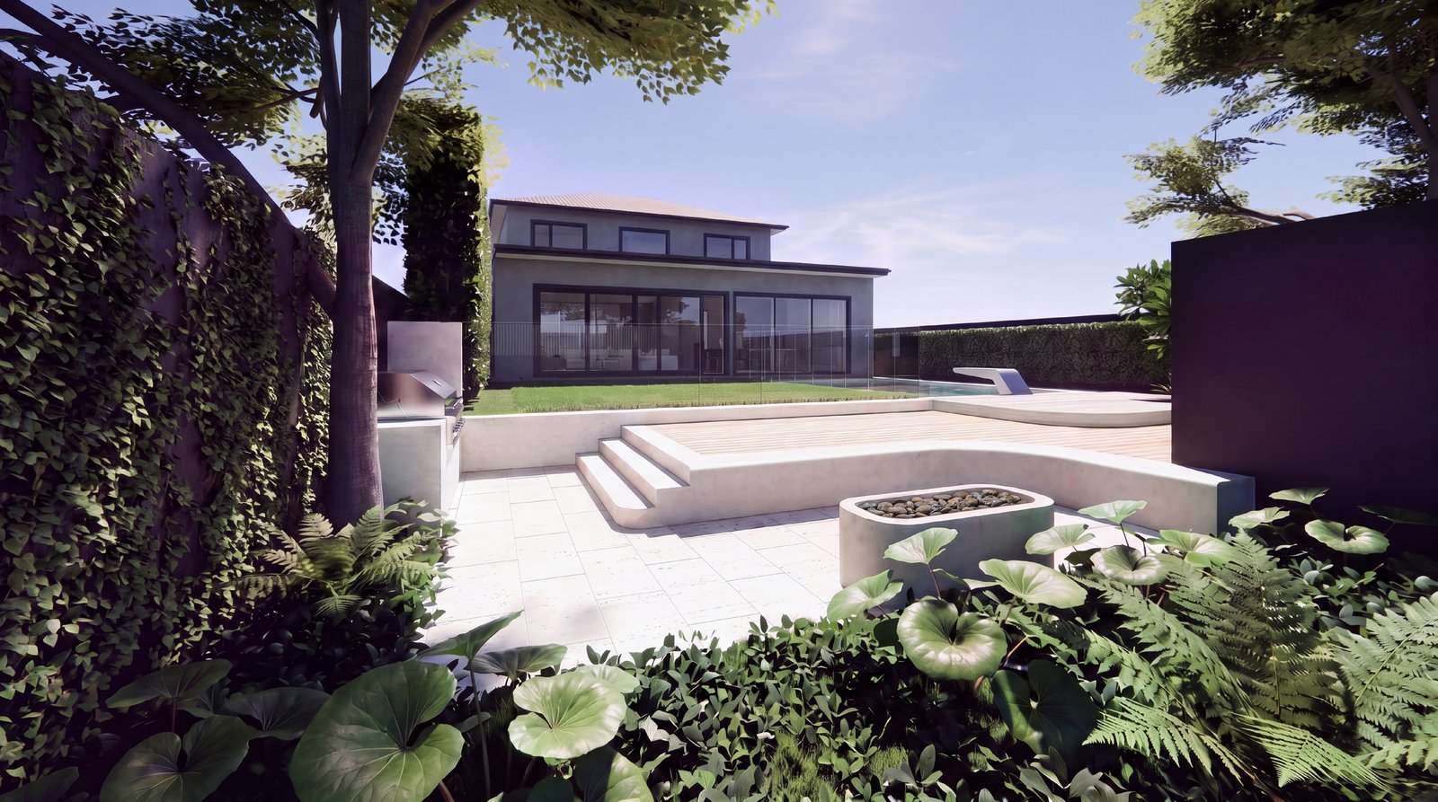 Kensington residence outdoor concept design, daytime render